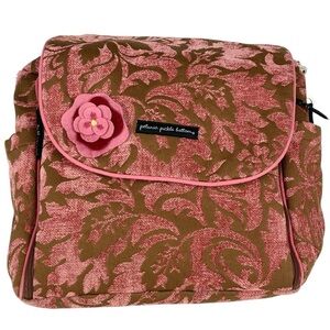 Petunia Pickle Bottom Daiper Bag Backpack Tapestry Velvet Floral Olive Pink